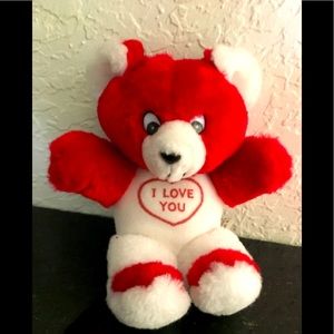 Teddy Bear “I Love You” Heart on Chest White & RED
